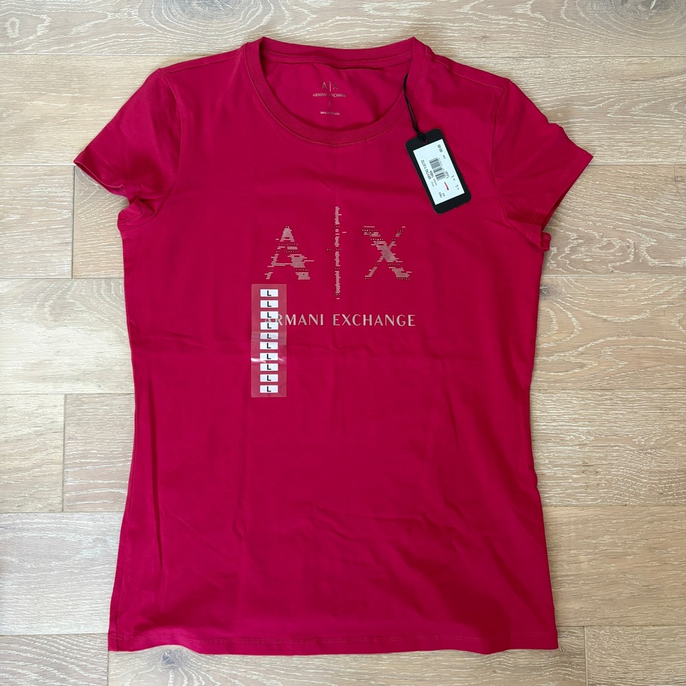 Armani Exchange NWT Womens Pink Graphic Logo T-Shirt L